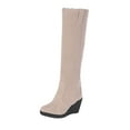 thumbnail image 1 of Women's Knee High Wedge Boots Fashion Faux Fur Liner Thick Wedge Heels Boots High Heel Fleece Snow Boots, 1 of 5
