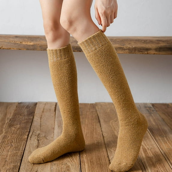 Women's Knee High Wool Socks, Extra Thick Fleece Lined Thermal Socks for Winter, Warm Calf Length Boot Socks for Cold Weather, Autumn Winter Essential, Cozy Gift for Her