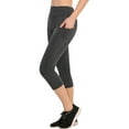 thumbnail image 1 of Women's Knee Length Capri Leggings with Pockets High Waisted Workout Exercise Yoga Pants, Dark Grey Small, 1 Pack, 1 of 3