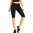 thumbnail image 1 of Women's Knee Length Cotton 21 Inch Outseam Shorts W/High Waistband Activewear/Leggings, Black-L, 1 Pack, 1 of 4
