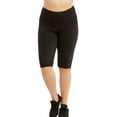 thumbnail image 1 of Women's Knee Length Cotton 21 Inch Outseam Shorts W/High Waistband Activewear/Leggings, Black-XL, 1 Pack, 1 of 4