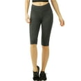 thumbnail image 1 of Women's Knee Length Cotton 21 Inch Outseam Shorts W/High Waistband Activewear/Leggings, Charcoal Grey-L, 1 Pack, 1 of 4