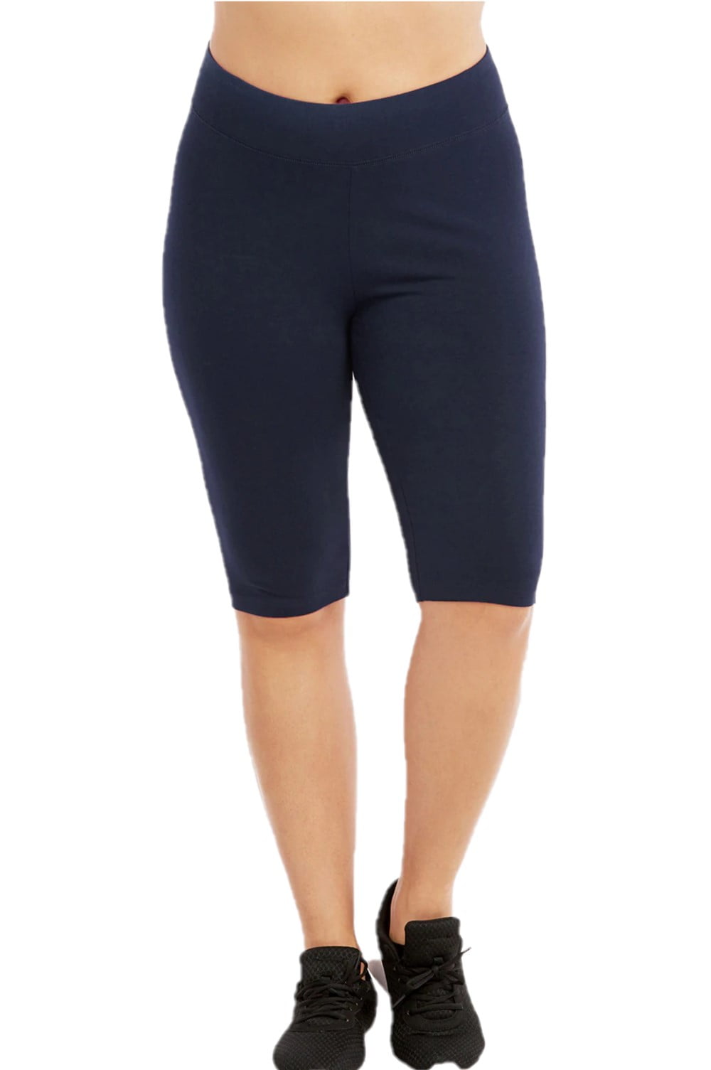 Women's Knee Length Cotton 21 Inch Outseam Shorts W/High Waistband