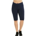 thumbnail image 1 of Women's Knee Length Cotton 21 Inch Outseam Shorts W/High Waistband Activewear/Leggings, Navy-3XL, 1 Pack, 1 of 4