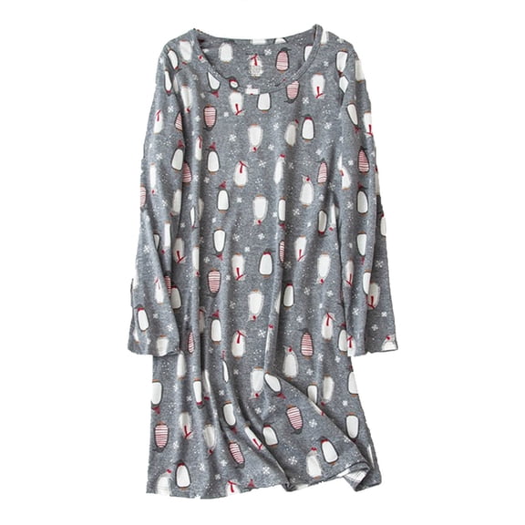 Women's Knee Length Cotton Nightgown & Sleepshirt, Grey