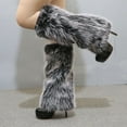 thumbnail image 1 of Women's Knee-Length Furry Socks - Solid Color, Elastic, Plush Imitation Leg Design,Grey,M,Dailypoc, 1 of 5