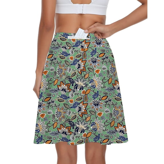 Women’s Knee Length Golf Skort Long Tennis Skirt with Inner Shorts Pockets High Waist Athletic Workout Skirt UPF50+