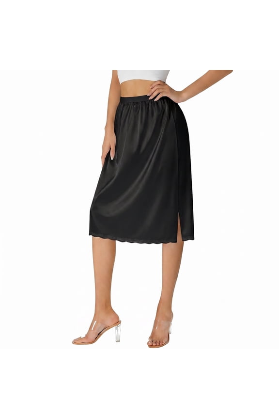 Women's Knee Length Lace Hem Elastic Waist Half Slips - Petticoat for Dresses and Comfort