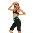 thumbnail image 1 of Women's Knee Length Long Swim Shorts High Waisted Swim Pants with Drawstring, Blue, XL, 1 of 8