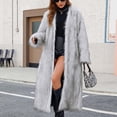 thumbnail image 1 of Women's Over the Knee Length Plush Overcoat, Long Fuzzy Coat, Oversized Faux Fur Jacket, Winter Warm Coat, Casual Lounge Coat, Plus Size Outerwear Grey XXL, 1 of 8
