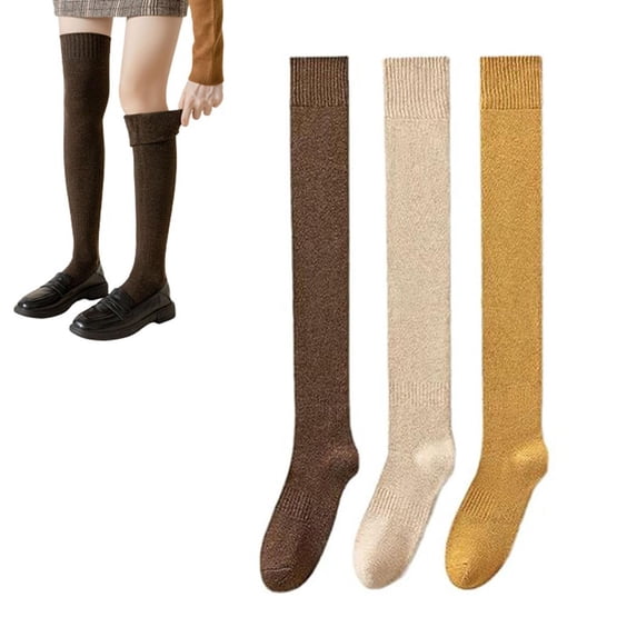 Women's Knee Length Socks,Cotton Knit Warm Thick Tall Long Boot Stockings,Women Thigh High Socks (6 pairs)