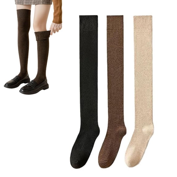 Women's Knee Length Socks,Cotton Knit Warm Thick Tall Long Boot Stockings,Women Thigh High Socks (6 pairs)