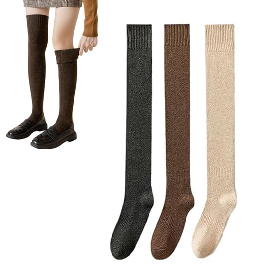 Women's Knee Length Socks,Cotton Knit Warm Thick Tall Long Boot Stockings,Women Thigh High Socks (6 pairs)