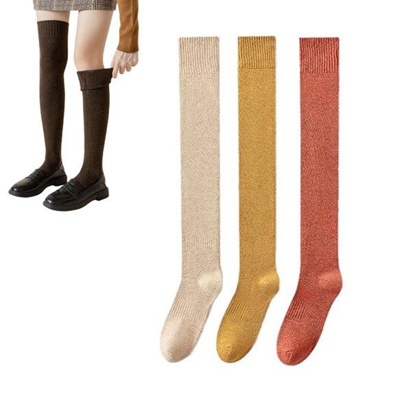 Women's Knee Length Socks,Cotton Knit Warm Thick Tall Long Boot Stockings,Women Thigh High Socks
