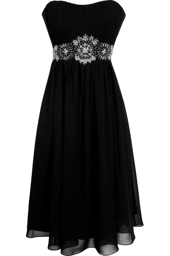 Women's Knee Length Strapless Chiffon Goddess Gown