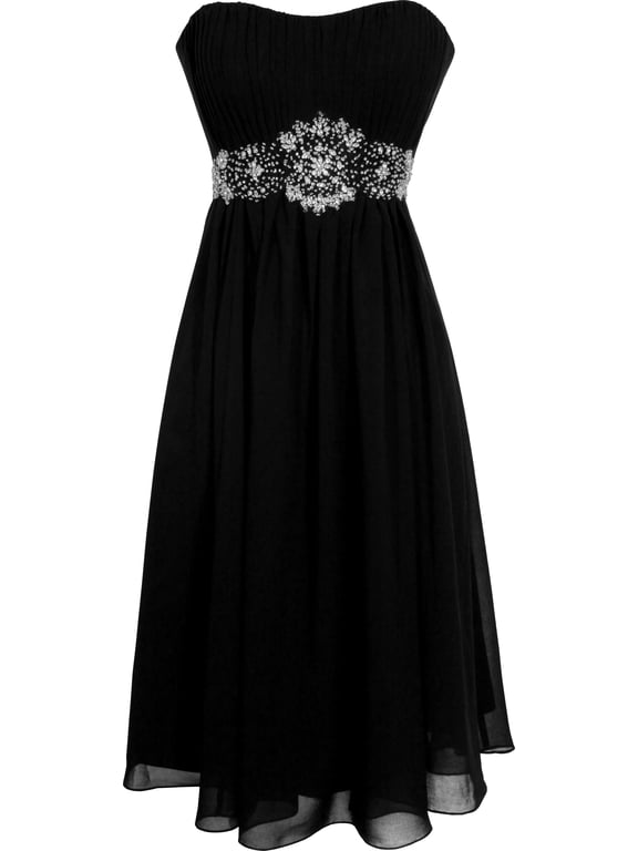 Women's Knee Length Strapless Chiffon Goddess Gown