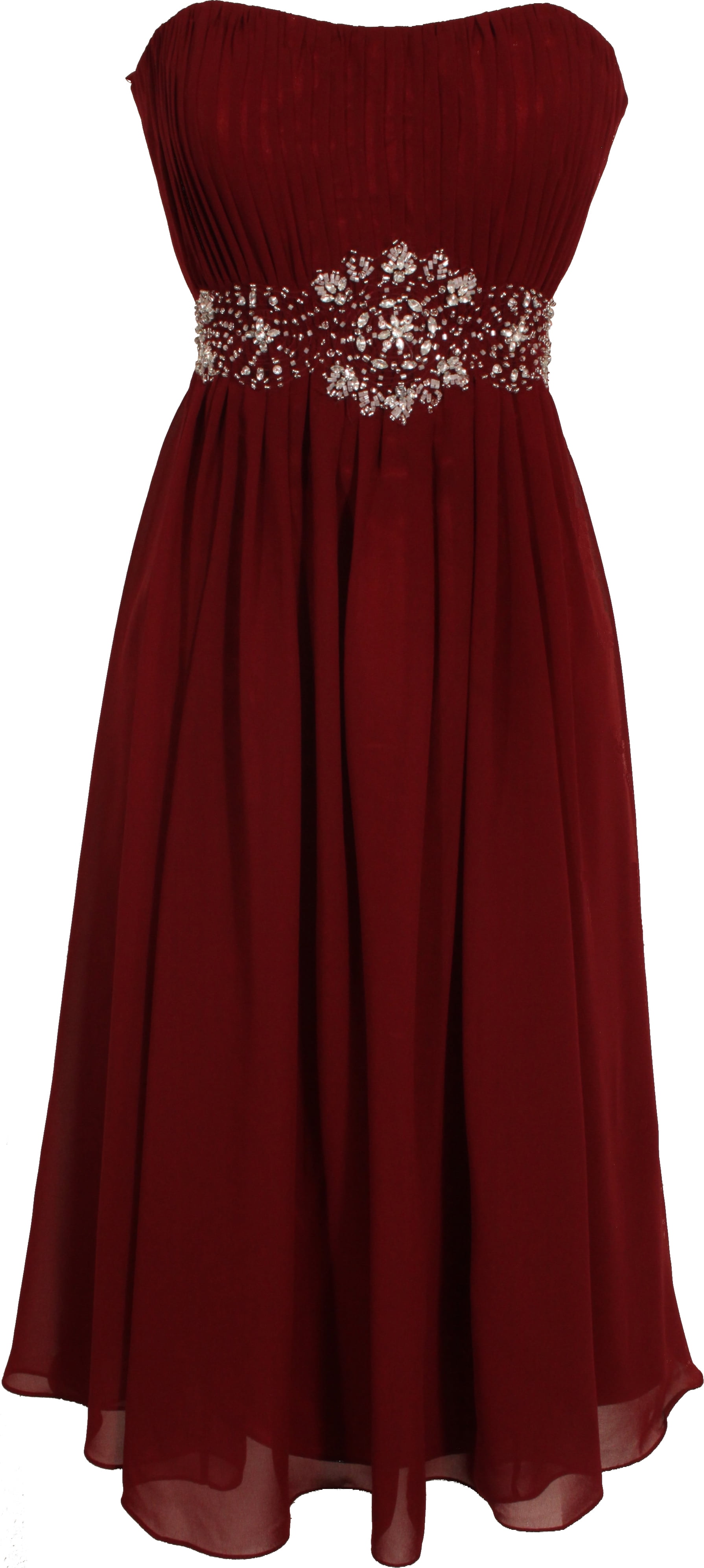 Women's Knee Length Strapless Chiffon Goddess Gown