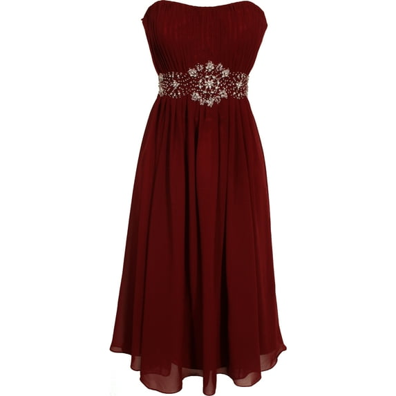 Women's Knee Length Strapless Chiffon Goddess Gown