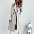 thumbnail image 1 of Women's Knee Length Wool Blend Coat, Solid Color Lapel Trench Coat, Casual Winter Overcoat, Fall Winter Jacket with Pockets, Multi-Color Options Grey L, 1 of 7