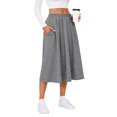 thumbnail image 1 of Women's Knit A-Line Midi Skirt with Side Pockets Elastic High Waist Loose Fit Casual Skirt for Work Daily Wear, 1 of 7