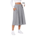 thumbnail image 1 of Women's Knit A-Line Midi Skirt with Side Pockets Elastic High Waist Loose Fit Casual Skirt for Work Daily Wear, 1 of 7