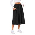 thumbnail image 1 of Women's Knit A-Line Midi Skirt with Side Pockets Elastic High Waist Loose Fit Casual Skirt for Work Daily Wear, 1 of 7