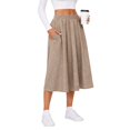 thumbnail image 1 of Women's Knit A-Line Midi Skirt with Side Pockets Elastic High Waist Loose Fit Casual Skirt for Work Daily Wear, 1 of 7