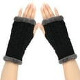 thumbnail image 1 of Women's Knit Arm Warmers with Plush Lining, Long Sleeve Glove Covers, Faux Sleeve Hand Warmers, Thick Wool Blend Wrist Warmers for Autumn and Winter Black, 1 of 3