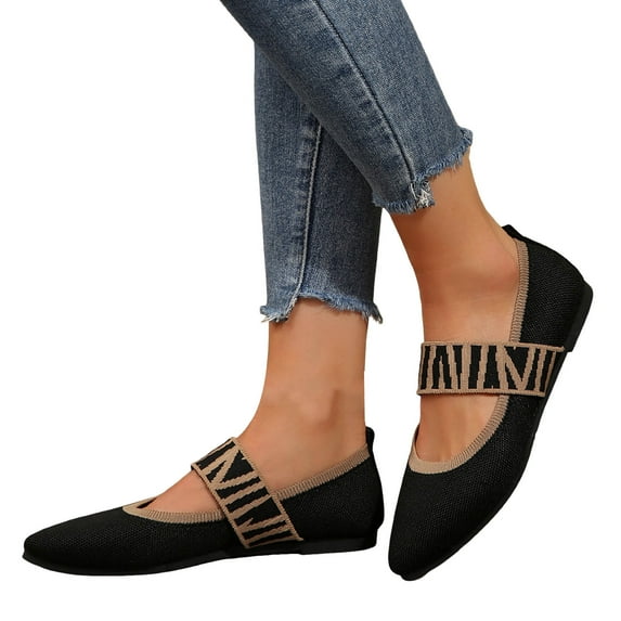 Women's Knit Ballet Flats Dress Shoes Fashion Casual Leopard Pointed Toe Slip on Loafers Walking Shoes Fall