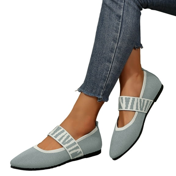 Women's Knit Ballet Flats Dress Shoes Fashion Casual Leopard Pointed Toe Slip on Loafers Walking Shoes Fall