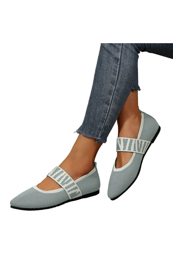 Women's Knit Ballet Flats Dress Shoes Fashion Casual Leopard Pointed Toe Slip on Loafers Walking Shoes Fall