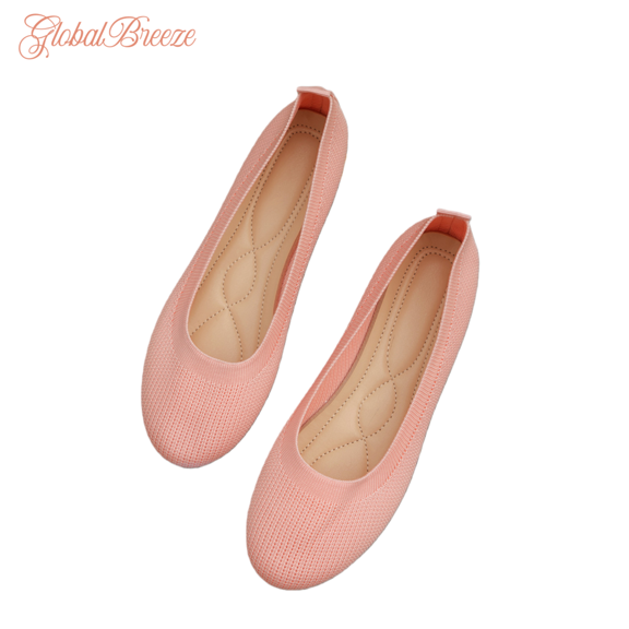 Women’s Knit Ballet Flats, Soft Breathable Slip-On Dress Shoes, Lightweight Stretch Comfort Loafers for Walking Work Travel, Cushioned Non-Slip Flat Shoes, Fashion Casual Solid Color Knit Flats