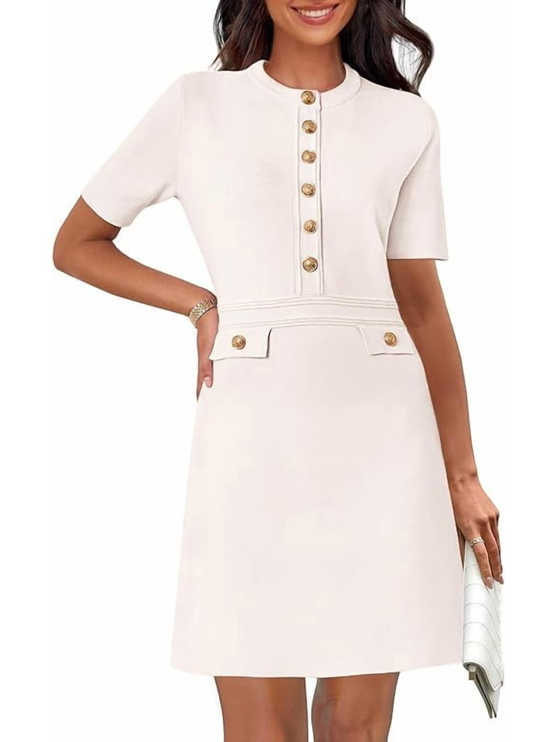 short sleeve mini sweater dress SHORT SLEEVE MINI SWEATER DRESS L