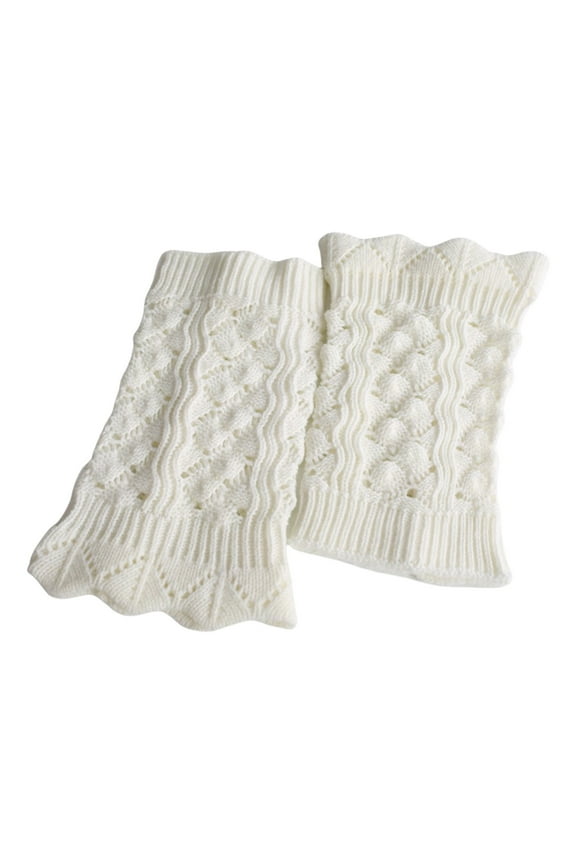 Women's Knit Boot Cuffs, Crochet Leg Warmers, Solid Color Slouchy Sock Toppers, Soft Stretchable Ankle Socks for Boots and Fashion Outfits, Cozy Layering Accessories for Cold Weather White