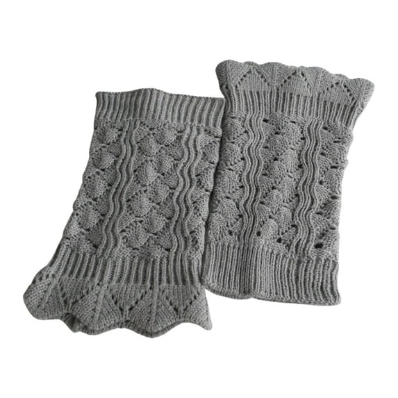 Women's Knit Boot Cuffs, Crochet Leg Warmers, Solid Color Slouchy Sock Toppers, Soft Stretchable Ankle Socks for Boots and Fashion Outfits, Cozy Layering Accessories for Cold Weather Grey