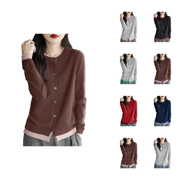 Women’s Knit Cardigan Fall Style Round Neck Layered For Casual Wear Comfortable Lightweight Fashionable Outerwear Cardigan Sweaters for Women