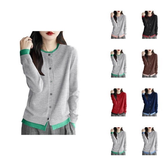 Women’s Knit Cardigan Fall Style Round Neck Layered For Casual Wear Comfortable Lightweight Fashionable Outerwear Cardigan Sweaters for Women