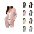 thumbnail image 1 of Women's Knit Cardigan Long Sleeve Open Front Sweater Casual Loose Fit Pocket Outwear For Fall Winter Spring Cardigan Sweaters for Women, 1 of 2