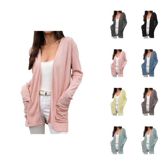 Women's Knit Cardigan Long Sleeve Open Front Sweater Casual Loose Fit Pocket Outwear For Fall Winter Spring Cardigan Sweaters for Women