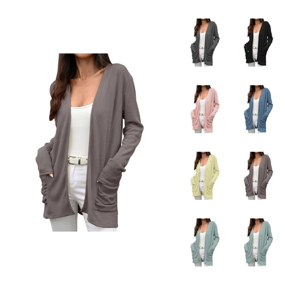 Women's Knit Cardigan Long Sleeve Open Front Sweater Casual Loose Fit Pocket Outwear For Fall Winter Spring Cardigan Sweaters for Women