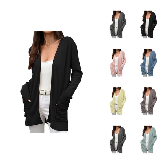 Women's Knit Cardigan Long Sleeve Open Front Sweater Casual Loose Fit Pocket Outwear For Fall Winter Spring Cardigan Sweaters for Women