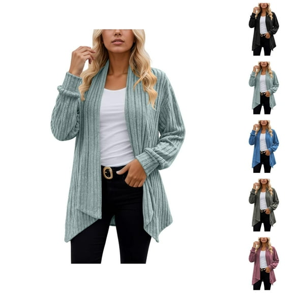 Women's Knit Cardigan Long Sleeve Oversized Scarf Collar Open Front Sweater Cozy Winter Fall Outerwear Soft Casual Loose Fit Tops Cardigan Sweaters for Women