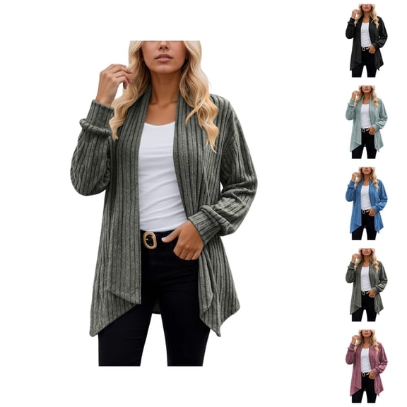 Oversized Knit Cardigans for Women Cozy Winter Women's Cardigan Long Sleeve Scarf Collar Open Front Sweater Fall Outerwear Soft Casual Loose Fit Tops