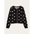 thumbnail image 1 of Women's  Knit Cardigan Scalloped Trim Button Down Long Sleeve Top, 1 of 5