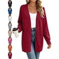 thumbnail image 1 of Women's Knit Cardigan Sweater Long Sleeve V-Neck Relaxed Fit Fall Tops with Pockets, 1 of 9