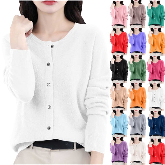 Women's Knit Cardigan Sweaters Casual Comfortable Button-Up Sweaters Solid Color Long Sleeve Fashionable Fisherman Cable Knit Sweater