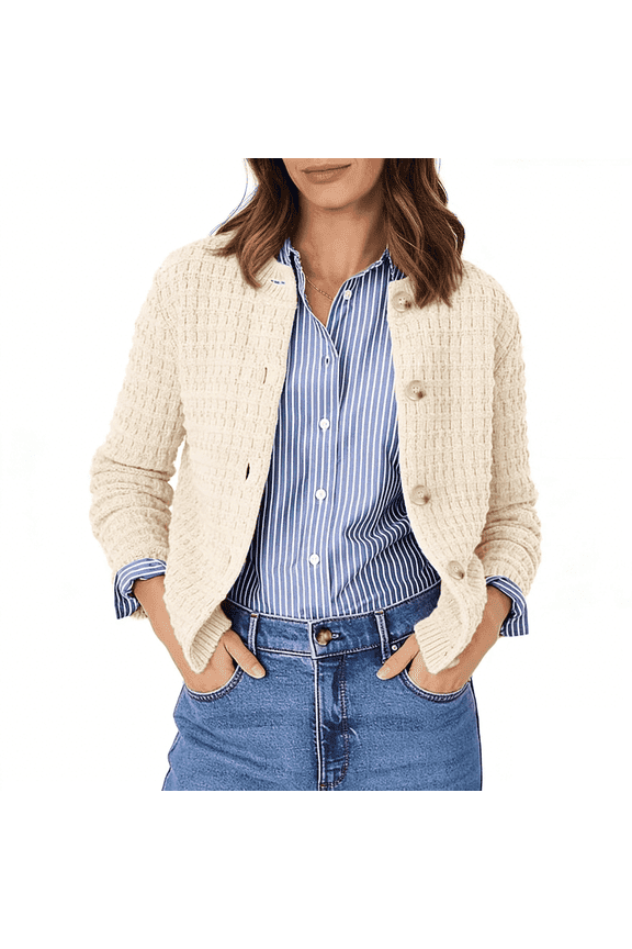 Women's Knit Cardigan Sweaters Casual Long Sleeve Open Front Button Down Jackets