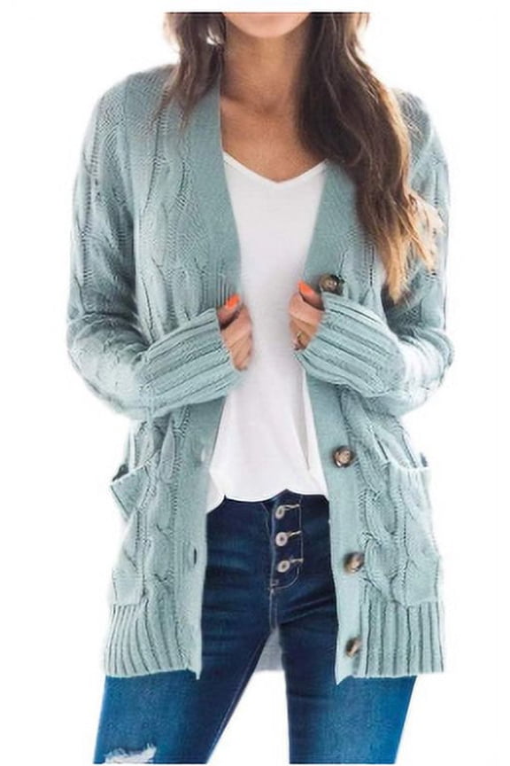 Women's Knit Cardigans Coat Loose Slouchy Oversized Wrap Chunky Pocket Sweaters