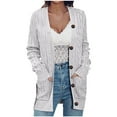 thumbnail image 1 of Women's Knit Cardigans Long Sleeve Plus Size Button Sweaters Coat with Pocket, 1 of 7