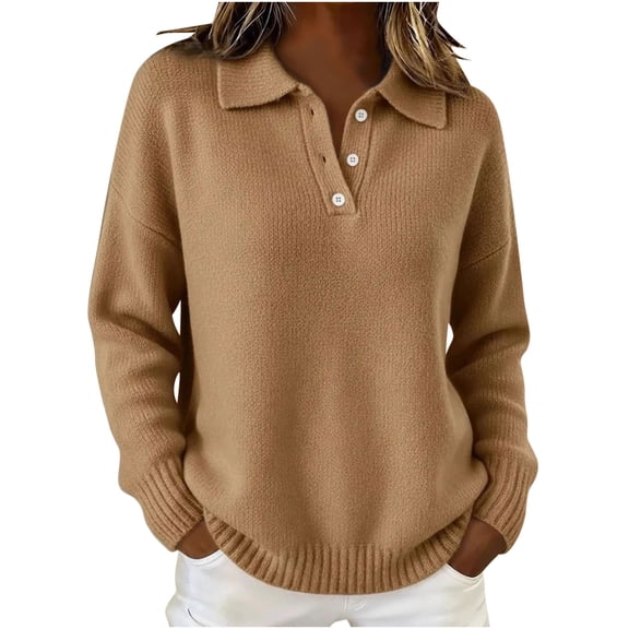 Women's Knit Cardigans for Spring - Button-Down Collar Sweaters in 5 Colors (Red, Light Blue, White, Navy Blue, Brown) | Loose Fit with Ribbed Cuffs